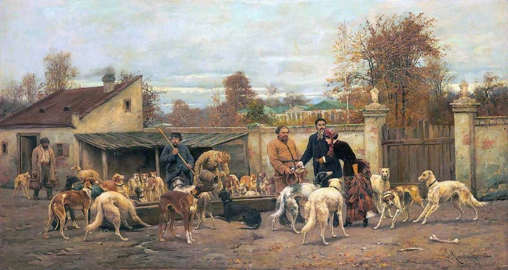 «Псарный двор». Николай Кившенко, 1883 | Источник: Vidimages via Legion Media 
