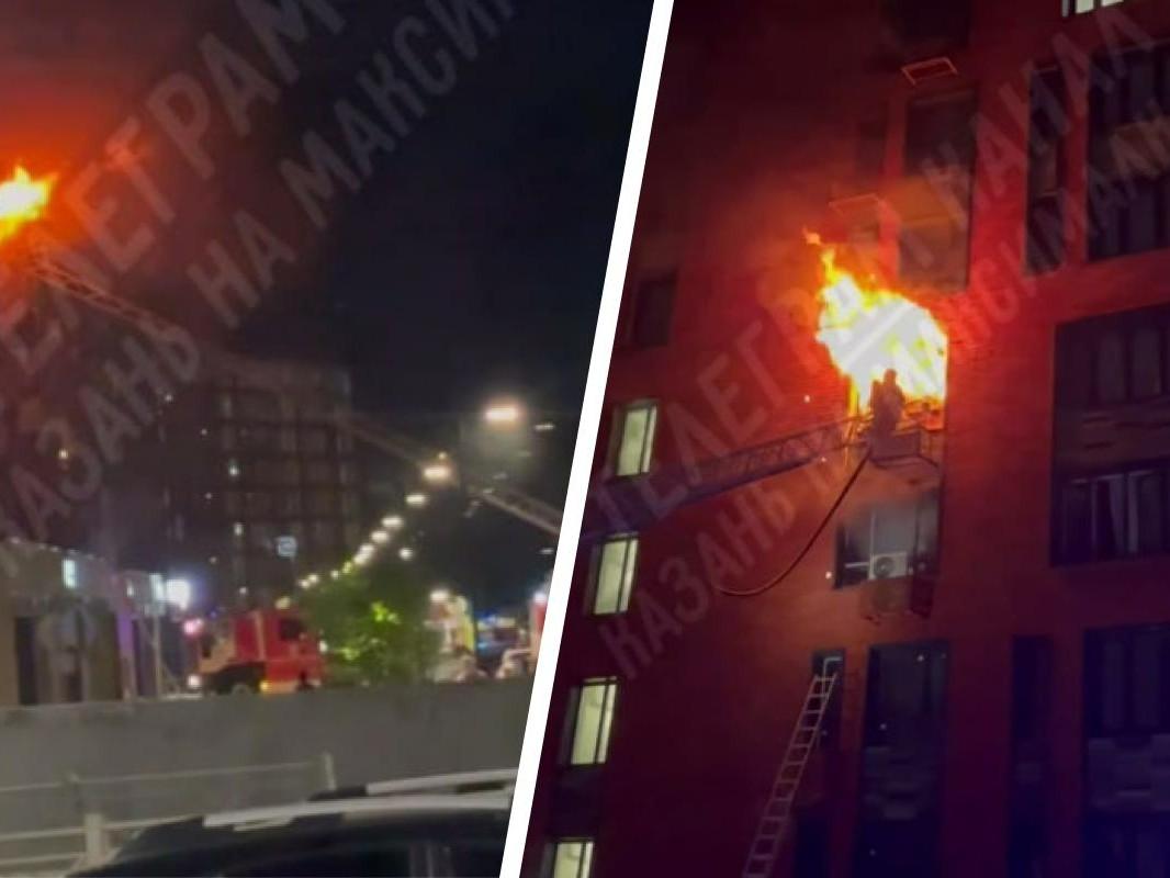 Сильный пожар вспыхнул в Приволжском районе Казани. Его тушили почти час