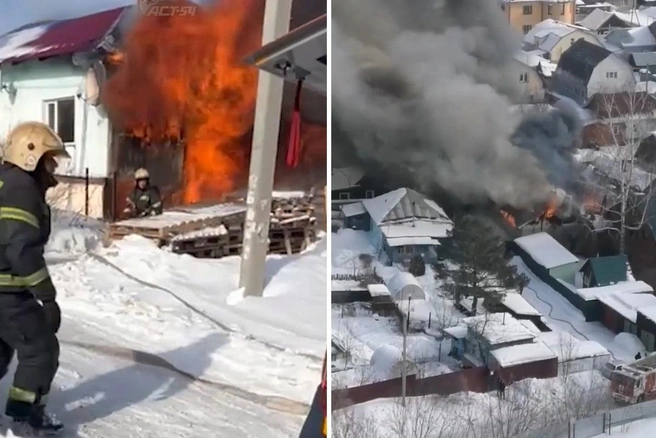 На место выезжали четыре пожарные машины | Источник: «АСТ-54 Black» / Telegram