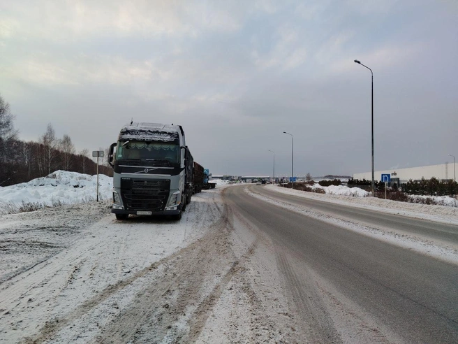 Отдельные водители ожидают по нескольку часов | Источник: Роман Марьяненко / E1.RU 