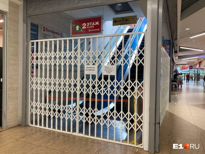 После происшествия эскалатор в торговом центре на Ботанике закрыли  | Источник: Егор Елишев / E1.RU 
