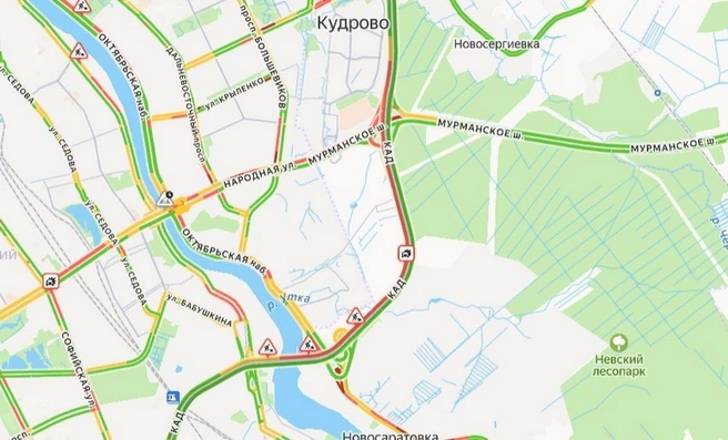 Ремонтные работы на вантовом мосту продолжают тормозить автомобилистов. | Источник: Яндекс.Карты