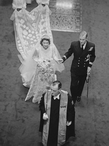 Елизавета и Филипп во время венчания в Вестминстерском аббатстве, 20 ноября 1947