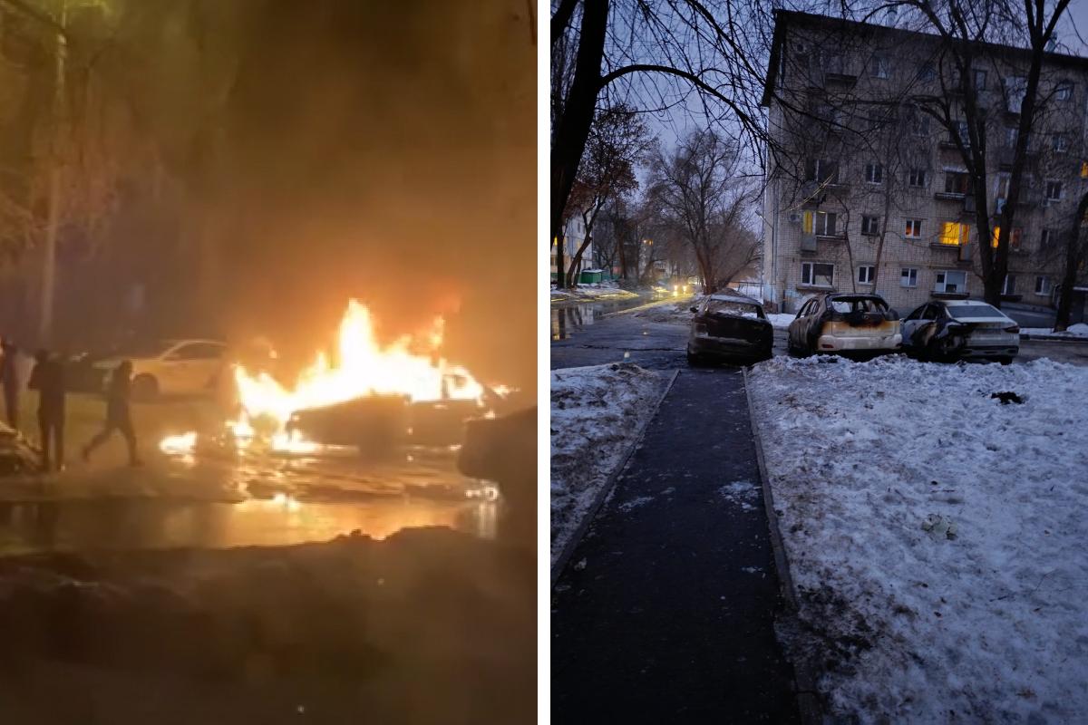 «Хозяева бессильно метались». Ночью в Центральном районе Тольятти вспыхнули три автомобиля — видео