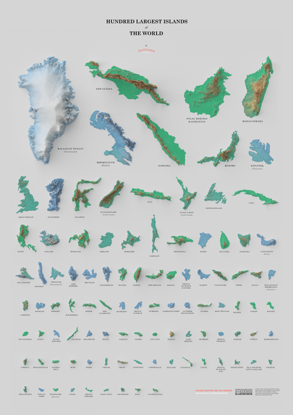 Инфографика: 100 крупнейших островов
