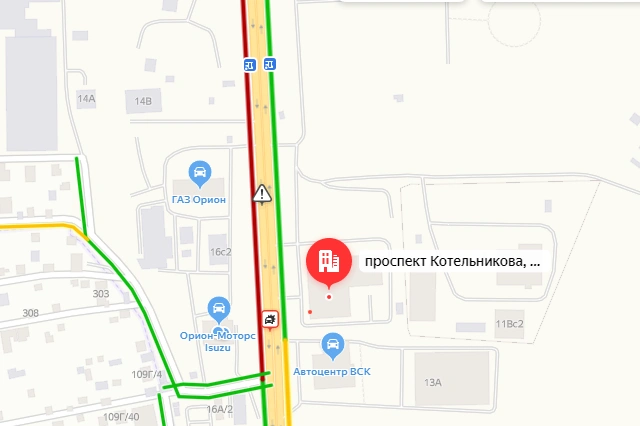 На месте аварии уже скопилась пробка | Источник: yandex.ru