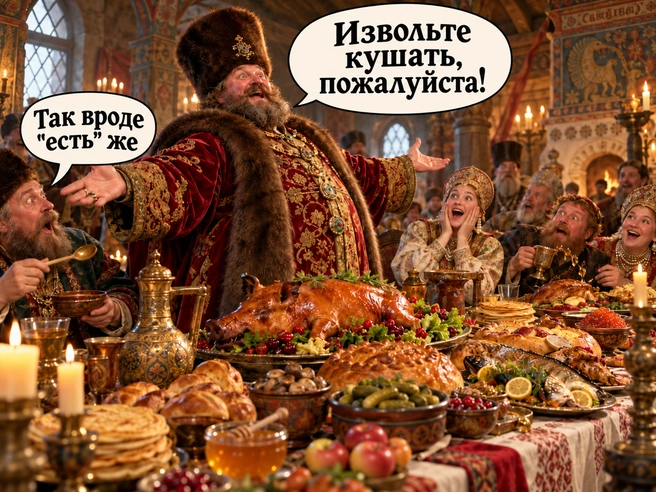 Слово «кушать» издавна использовалось как вежливое приглашение к столу | Источник: GPT