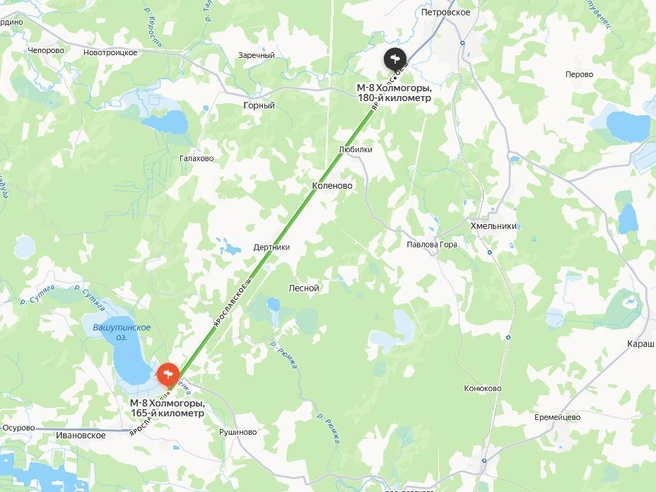 Участок трассы М-8, где будут проводиться работы | Источник: Яндекс.Карты