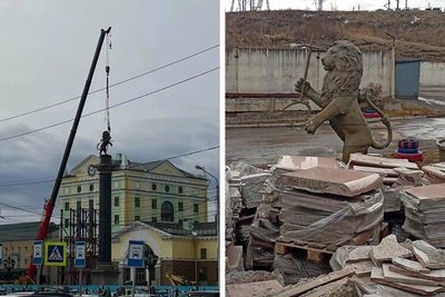 Красноярцы встревожены состоянием льва с вокзальной площади