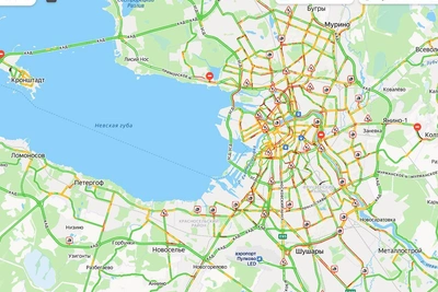 Evening Traffic Jams in St. Petersburg Reach 7 Points