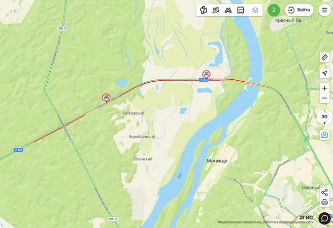Помимо этого, пробка также тянется и со стороны поселка Садовый | Источник: 2ГИС
