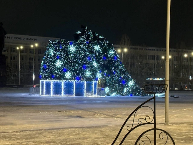 В Саратове из-за шквалистого ветра 13 декабря упала главная городская елка | Источник: Saratov Detka / Telegram