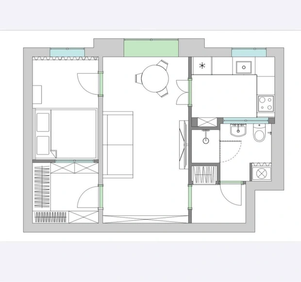 План квартиры до и после. Проект Фатимы Березовой.