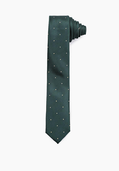 Темно-зеленый галстук в горошек