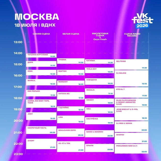 Музыкальная программа VK Fest — 2026 | Источник: Пресс-служба VK Fest