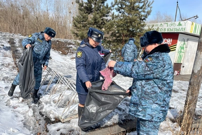 Приставы Тувы провели уборку в парке Гастелло