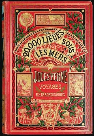 Обложка романа «Двадцать тысяч лье под водой», опубликованного в прославившей Жюля Верна издательской серии «Необыкновенные путешествия» | Источник: BIBLIOTHÈQUE MUSÉE DES ARTS DÉCORATIFS