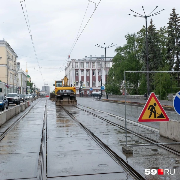 В квартале у Главпочтамта готовятся к демонтажу старых путей | Источник: Василина Любимова / 59.RU