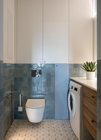 Плитка на полу Zelten, Arcana Stracciatella. Столешница c раковиной из акрилового камня Grandex.  | Источник: Катя Самойлович. Стиль: Милана Колодник 