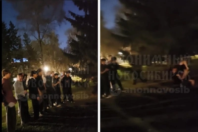 Драка в Первомайском сквере Новосибирска собрала толпу зрителей