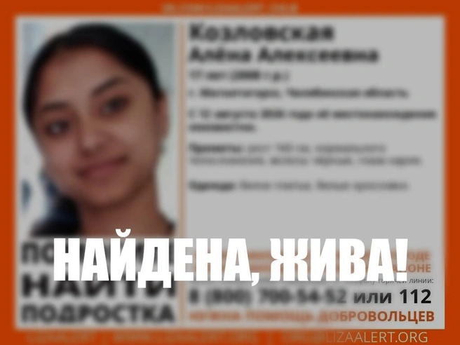 Пропавшую в Магнитогорске девушку нашли живой | Источник: Поисковый отряд «Лиза Алерт» Челябинской области