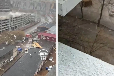 Град, ураган и сорванные крыши в Казани