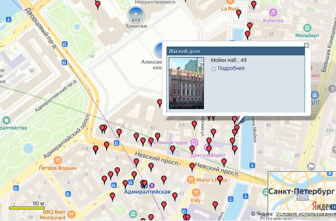Карта Архитектурного сайта Петербурга | Источник: citywalls.ru