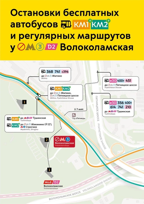 Схема остановок автобусов возле метро «Волоколамская» | Источник: Дептранс.Оперативно / T.me