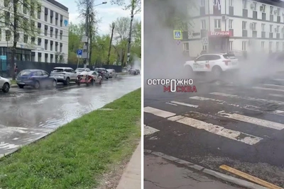 На востоке Москвы прорвало трубу с горячей водой