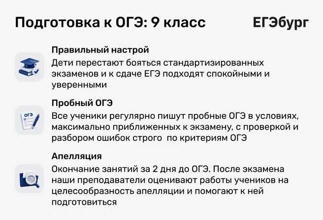 Системный подход, охватывающий необходимые предметные компетенции и организационные мероприятия для освоения предмета и эффективного прохождения ГИА | Источник: ЕГЭбург