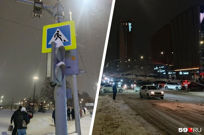 Из-за выключенного светофора в центре случился транспортный коллапс | Источник: читатель 59.RU Canehka