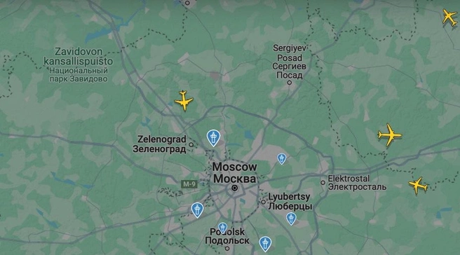 В небе над столицей практически отсутствуют борты. | Источник: flightradar24.com