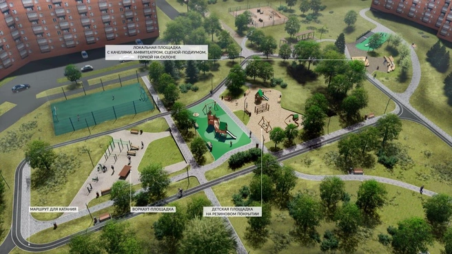 Такой сквер планируют сделать на улице Борисевича | Источник: Минстрой Красноярского края / Telegram