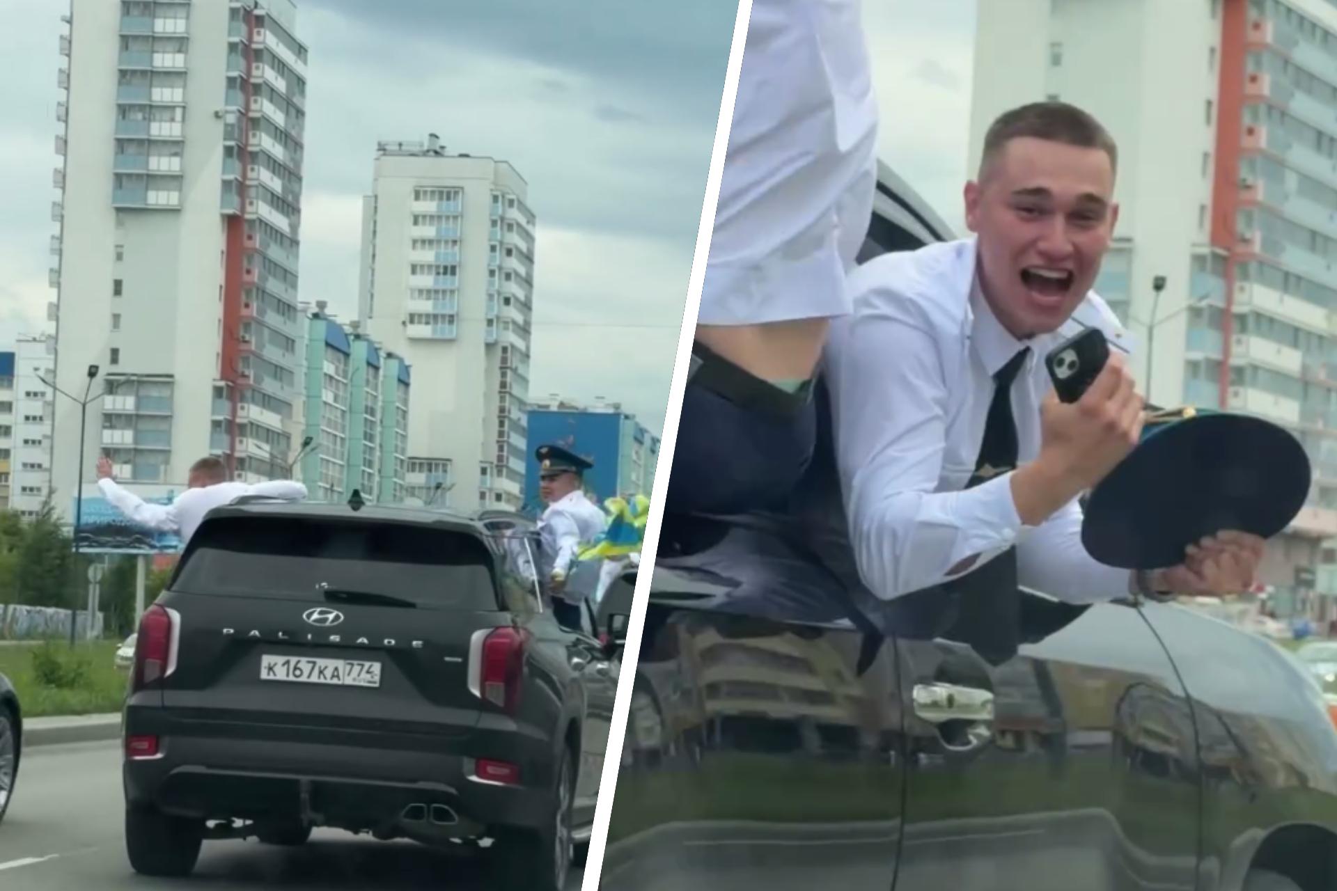 Выпускники ЧВВАКУШа устроили улетный автопробег на внедорожниках по Челябинску (видео)