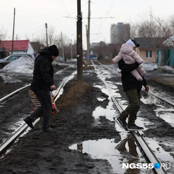 К сожалению, не все пробираются через лужи таким способом | Источник: Евгений Софийчук / NGS55.RU
