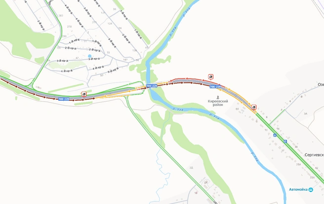 Дорожная ситуация в районе моста | Источник: yandex.ru/maps