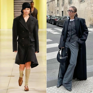 Хит показов Saint Laurent и Miu Miu — пальто с широкой линией плеч. Как его носить?