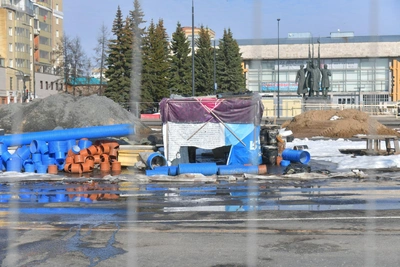 Ход реконструкции площади Профсоюзов в Архангельске