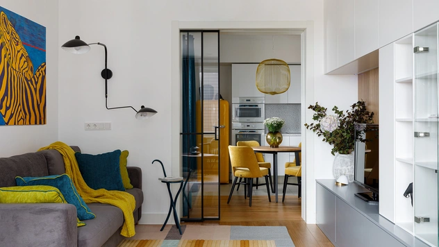 Квартира молодой девушки в стиле mid-century modern 68 м²