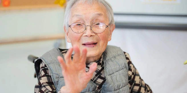 Миёко Хироясу в день празднования 113-летия | Источник: скриншот видео / longeviquest.com/