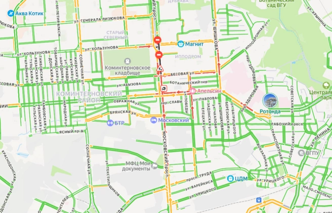 Пробки к 15:40 | Источник: «Яндекс Карты» / yandex.ru/maps