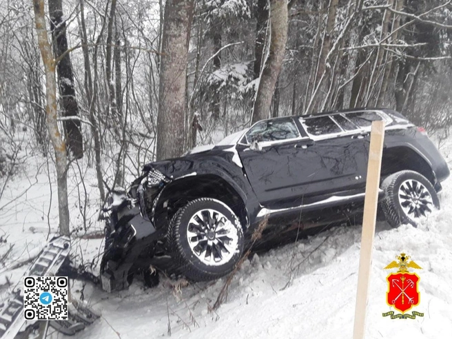 Land Cruiser насмерть сбил пешехода и улетел в кювет под Гатчиной | Источник: ГУ МВД по Петербургу и Ленобласти