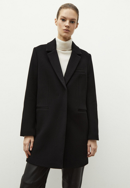 Черное укороченное пальто из шерсти