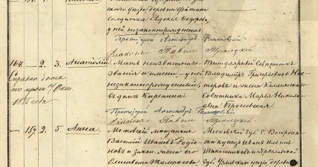 Метрическая книга церкви св. Василия Кесарийского в Тверской-Ямской слободе. | Источник: ЦГА Москвы, фонд № 203, опись № 750, дело № 22, скан № 638