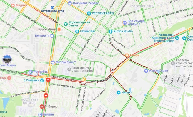 По возможности пока лучше не заезжать на Рязанскую | Источник: yandex.ru/maps
