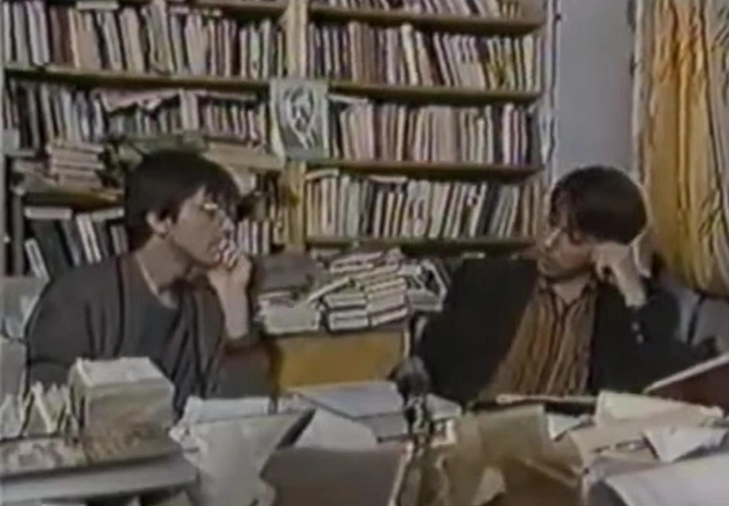 Сергей Шолохов и Сергей Курёхин в выпуске «Ленин — гриб» | Источник: фрагмент публицистической программы «Пятое колесо»