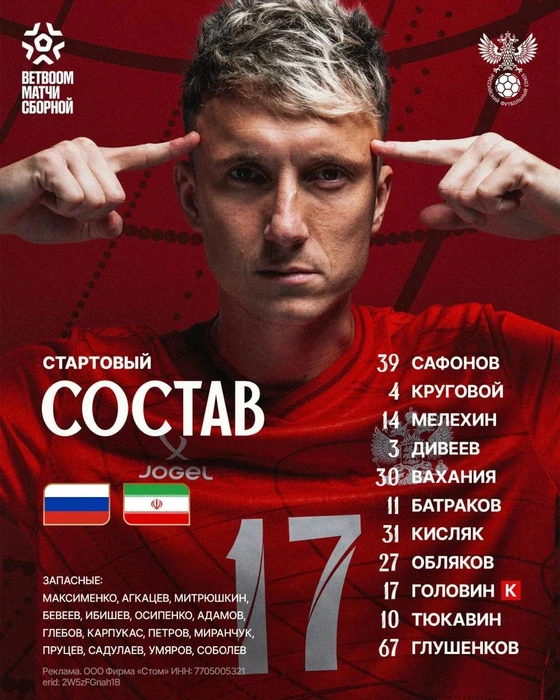 Два зенитовца — в старте. Россия назвала состав на Иран | Источник: РФС