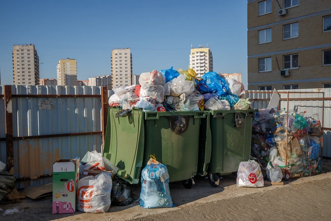 МинЖКХ объяснило, почему мусор на одной из улиц не вывозят | Источник: Евгений Вдовин / 161.RU