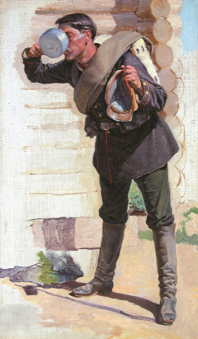 Сергей Коровин. «Солдат, пьющий воду». 1892. Государственный музей-заповедник В. Д. Поленова | Источник: пресс-служба выставки