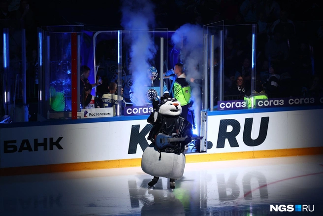 Сегодняшний матч на льду «Сибирь-Арены» прошёл в стиле рок | Источник: Александр Ощепков / NGS.RU